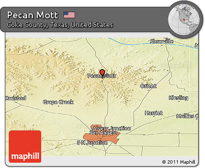Physical Panoramic Map of Pecan Mott