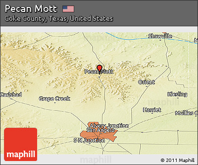 Physical Panoramic Map of Pecan Mott