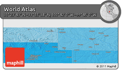 Political Panoramic Map of the Area around 31° 39' 38" N, 100° 13' 29" W