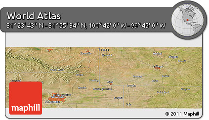 Satellite Panoramic Map of the Area around 31° 39' 38" N, 100° 13' 29" W