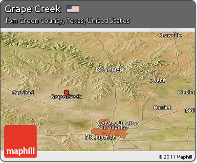 Satellite Panoramic Map of Grape Creek