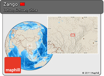 Shaded Relief Location Map of Zango