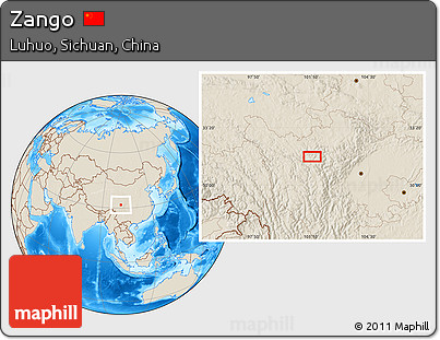 Shaded Relief Location Map of Zango