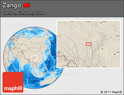 Shaded Relief Location Map of Zango