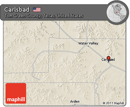 Shaded Relief 3D Map of Carlsbad