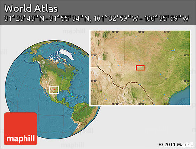 Satellite Location Map of the Area around 31° 39' 38" N, 101° 4' 29" W