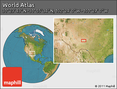 Satellite Location Map of the Area around 31° 39' 38" N, 101° 55' 30" W