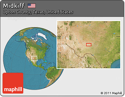 Satellite Location Map of Midkiff