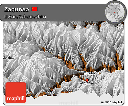 Physical Panoramic Map of Zagunao