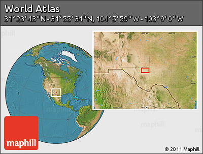 Satellite Location Map of the Area around 31° 39' 38" N, 103° 37' 30" W