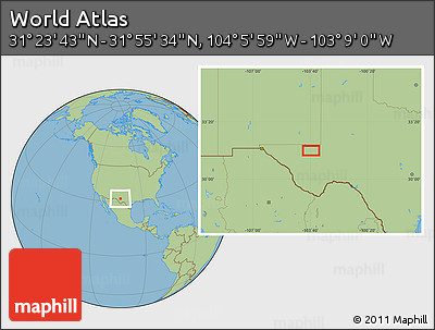 Savanna Style Location Map of the Area around 31° 39' 38" N, 103° 37' 30" W