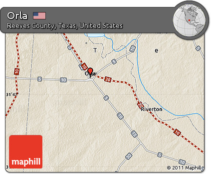 Shaded Relief Map of Orla
