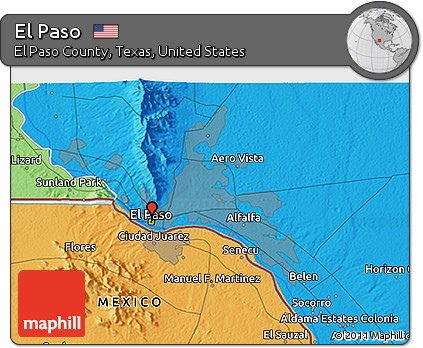 Political 3D Map of El Paso