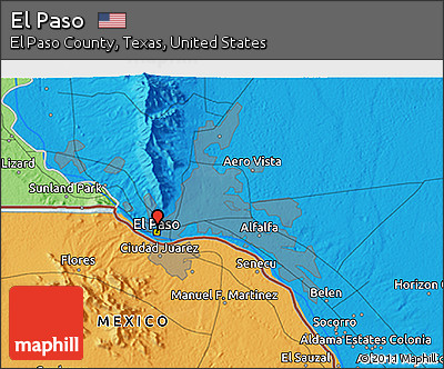Political 3D Map of El Paso
