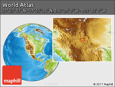Physical Location Map of the Area around 31° 39' 38" N, 106° 10' 30" W