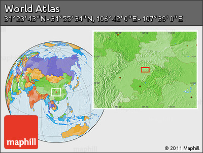Political Location Map of the Area around 31° 39' 38" N, 107° 10' 30" E