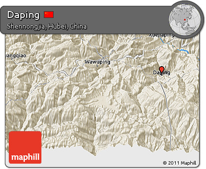 Shaded Relief 3D Map of Daping