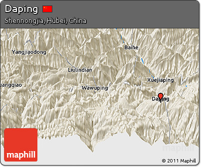 Shaded Relief Panoramic Map of Daping