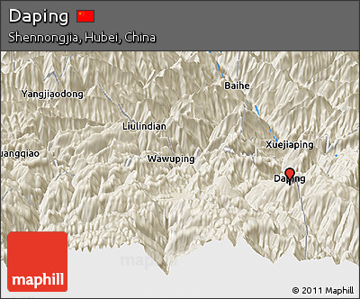 Shaded Relief Panoramic Map of Daping