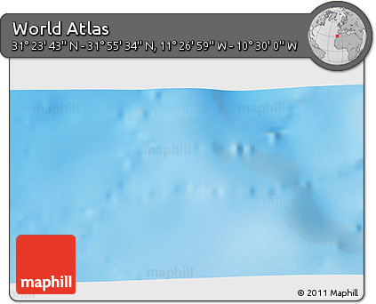 Shaded Relief 3D Map of the Area around 31° 39' 38" N, 10° 58' 29" W