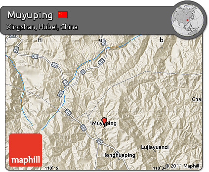 Shaded Relief Map of Muyuping