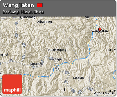 Shaded Relief Map of Wangjiatan