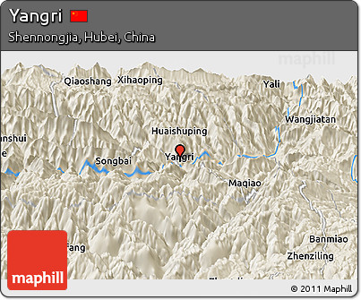 Shaded Relief Panoramic Map of Yangri