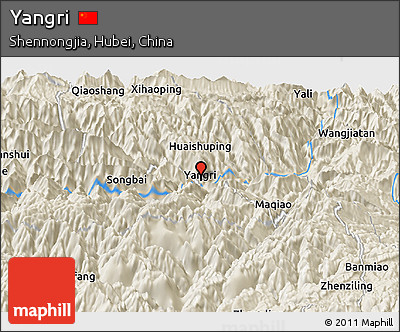 Shaded Relief Panoramic Map of Yangri