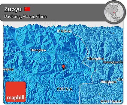 Political 3D Map of Zuoyu