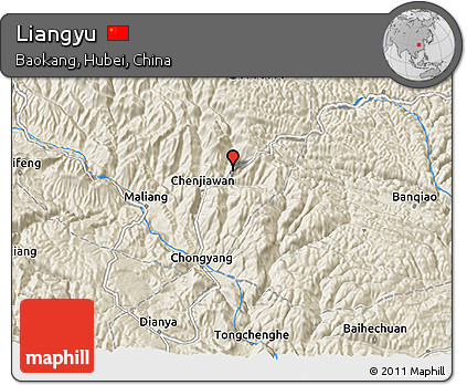 Shaded Relief 3D Map of Liangyu