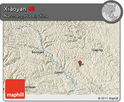 Shaded Relief 3D Map of Xiaoyan
