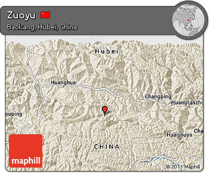 Shaded Relief 3D Map of Zuoyu
