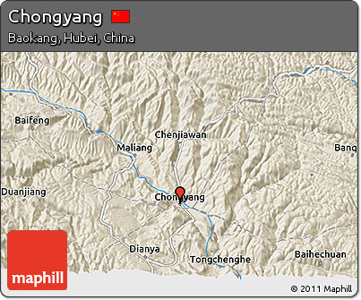 Shaded Relief 3D Map of Chongyang