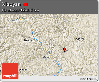 Shaded Relief 3D Map of Xiaoyan