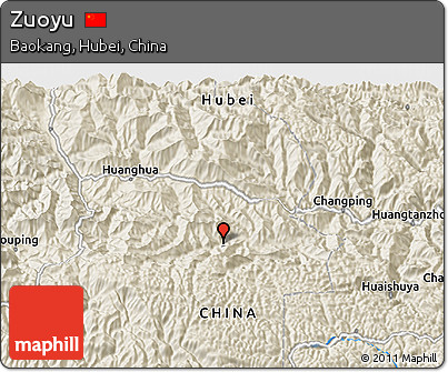 Shaded Relief 3D Map of Zuoyu