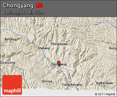 Shaded Relief 3D Map of Chongyang
