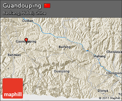 Shaded Relief 3D Map of Guandouping