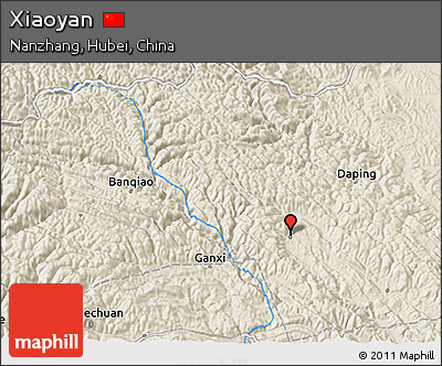 Shaded Relief 3D Map of Xiaoyan