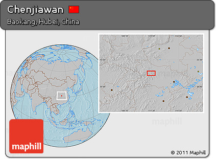 Gray Location Map of Chenjiawan, hill shading