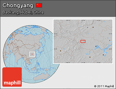 Gray Location Map of Chongyang, hill shading