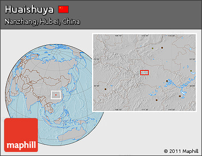 Gray Location Map of Huaishuya, hill shading