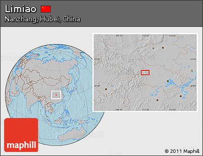 Gray Location Map of Limiao, hill shading