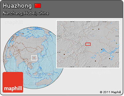 Gray Location Map of Huazhong, hill shading