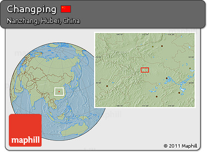 Savanna Style Location Map of Changping, hill shading