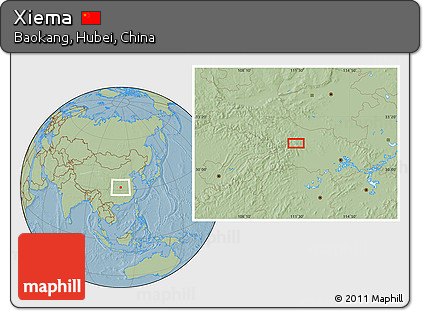 Savanna Style Location Map of Xiema, hill shading