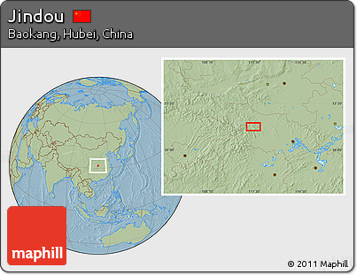 Savanna Style Location Map of Jindou, hill shading