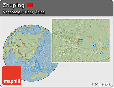 Savanna Style Location Map of Zhuping, hill shading