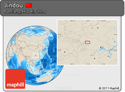 Shaded Relief Location Map of Jindou