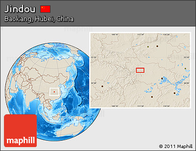 Shaded Relief Location Map of Jindou