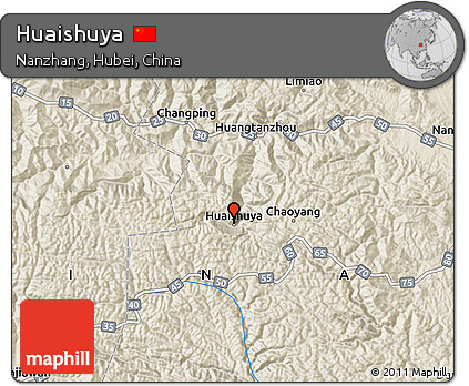 Shaded Relief Map of Huaishuya
